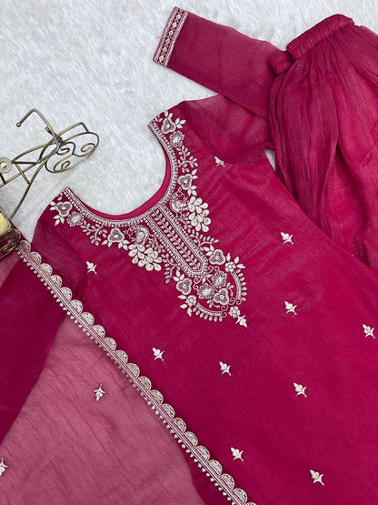 Premium Fendy Silk Ethnic Set – Embroidery Coding & Sequins Work