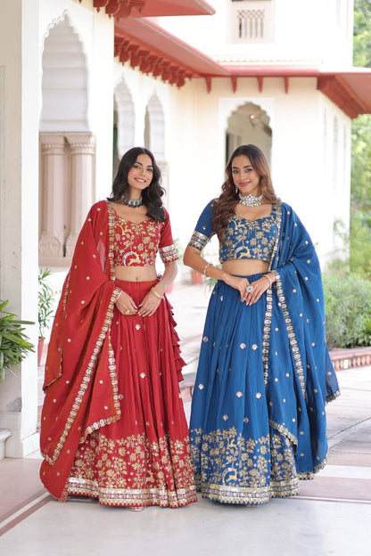 Premium Vichitra Silk Lehenga Choli – Heavy Sequins & Thread Embroidery