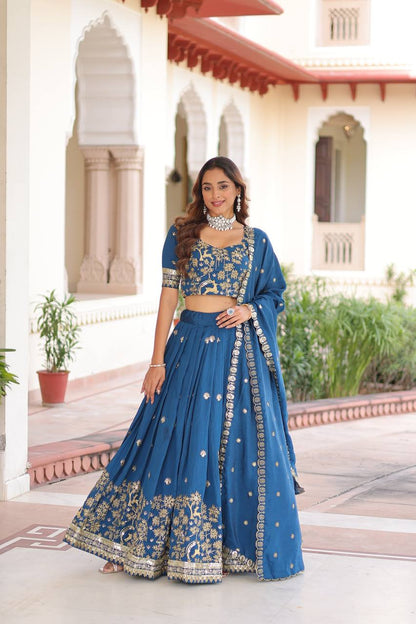 Premium Vichitra Silk Lehenga Choli – Heavy Sequins & Thread Embroidery
