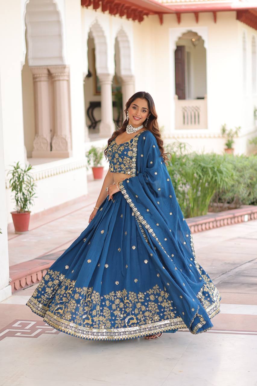 Premium Vichitra Silk Lehenga Choli – Heavy Sequins & Thread Embroidery