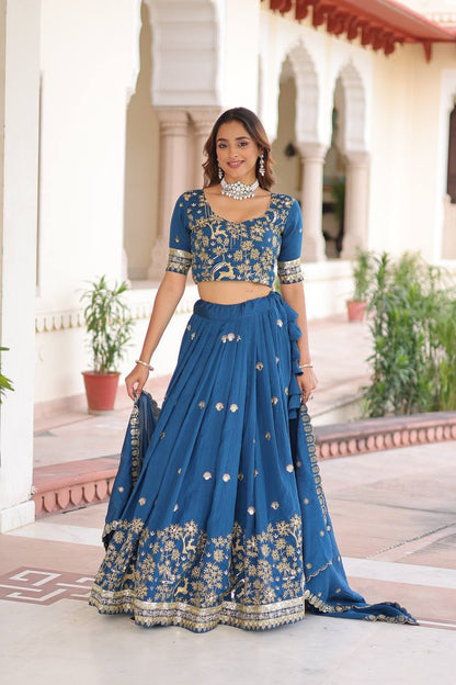 Premium Vichitra Silk Lehenga Choli – Heavy Sequins & Thread Embroidery