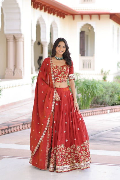 Premium Vichitra Silk Lehenga Choli – Heavy Sequins & Thread Embroidery