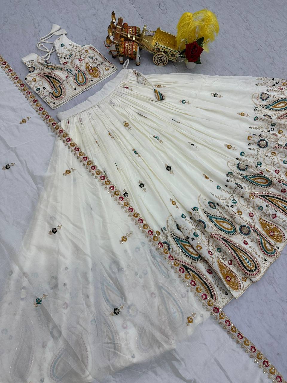Premium Vichitra Silk Wedding Lehenga Choli – Heavy Cording Embroidery