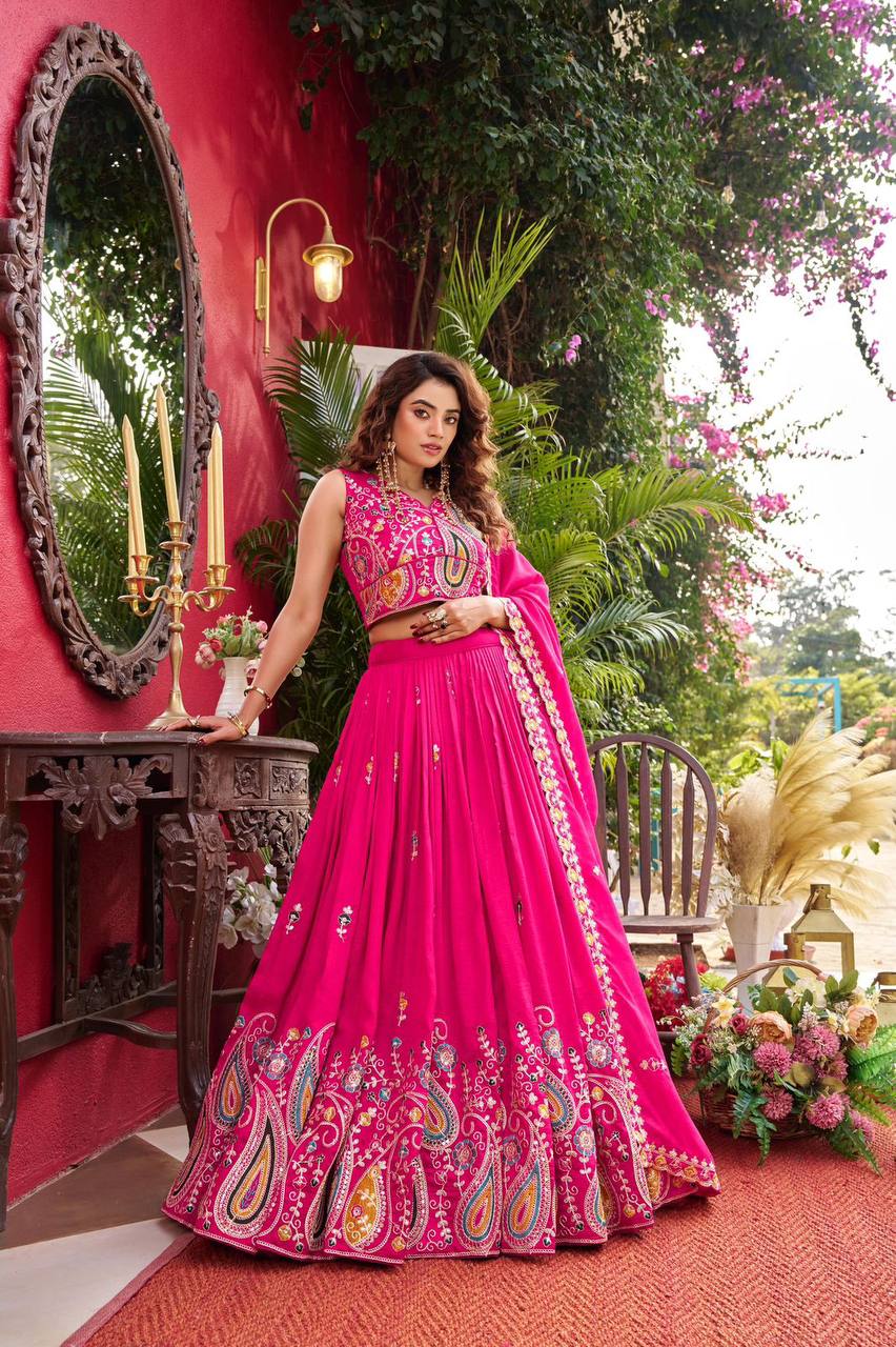 Premium Vichitra Silk Wedding Lehenga Choli – Heavy Cording Embroidery