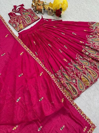 Premium Vichitra Silk Wedding Lehenga Choli – Heavy Cording Embroidery
