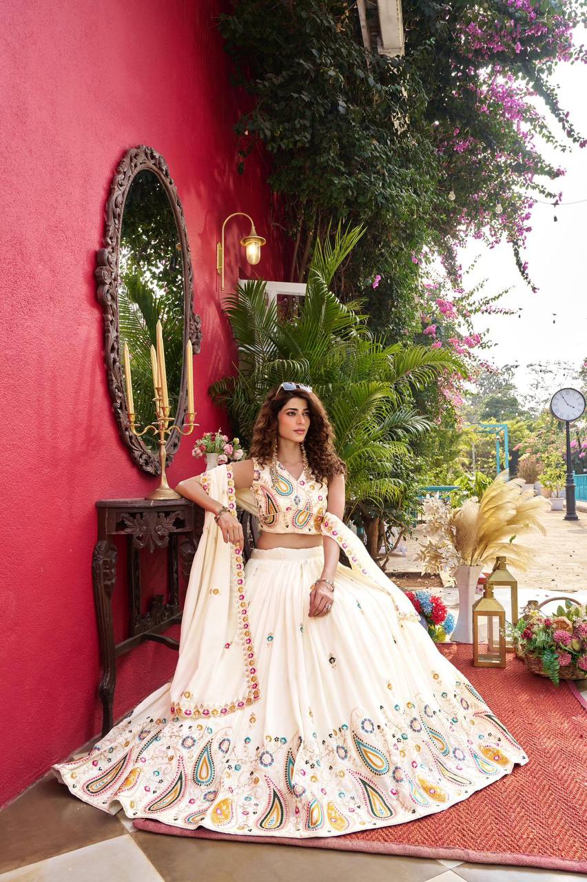 Premium Vichitra Silk Wedding Lehenga Choli – Heavy Cording Embroidery