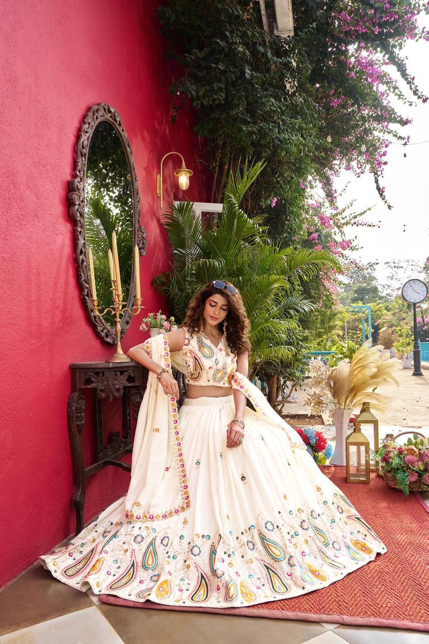Premium Vichitra Silk Wedding Lehenga Choli – Heavy Cording Embroidery
