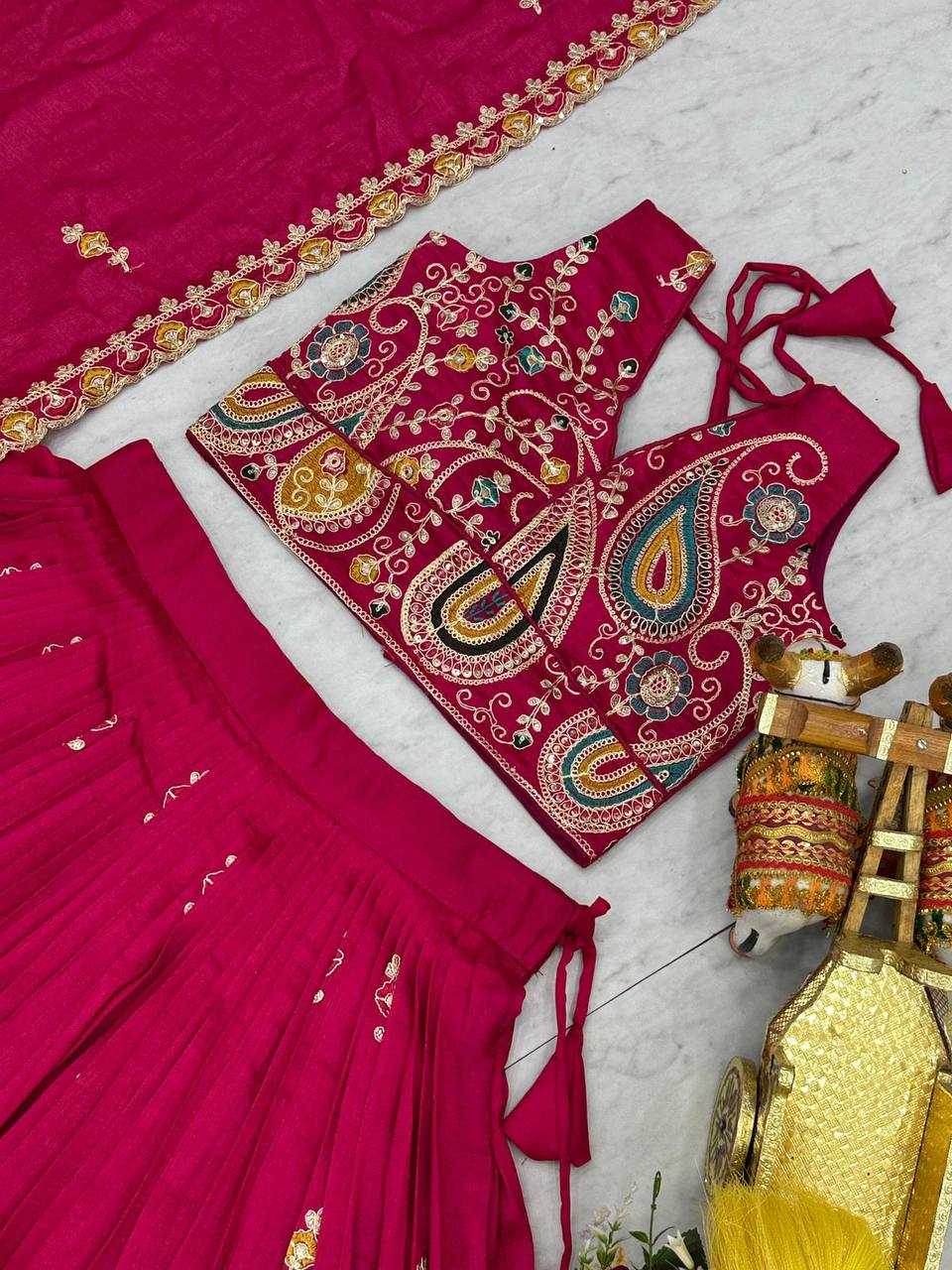 Premium Vichitra Silk Wedding Lehenga Choli – Heavy Cording Embroidery
