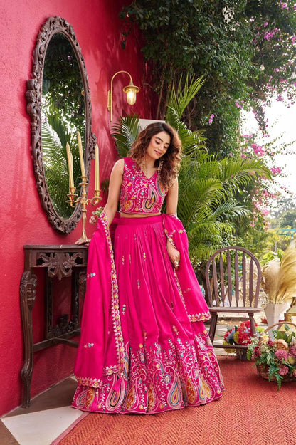 Premium Vichitra Silk Wedding Lehenga Choli – Heavy Cording Embroidery
