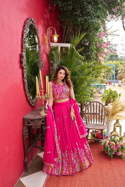 Premium Vichitra Silk Wedding Lehenga Choli – Heavy Cording Embroidery