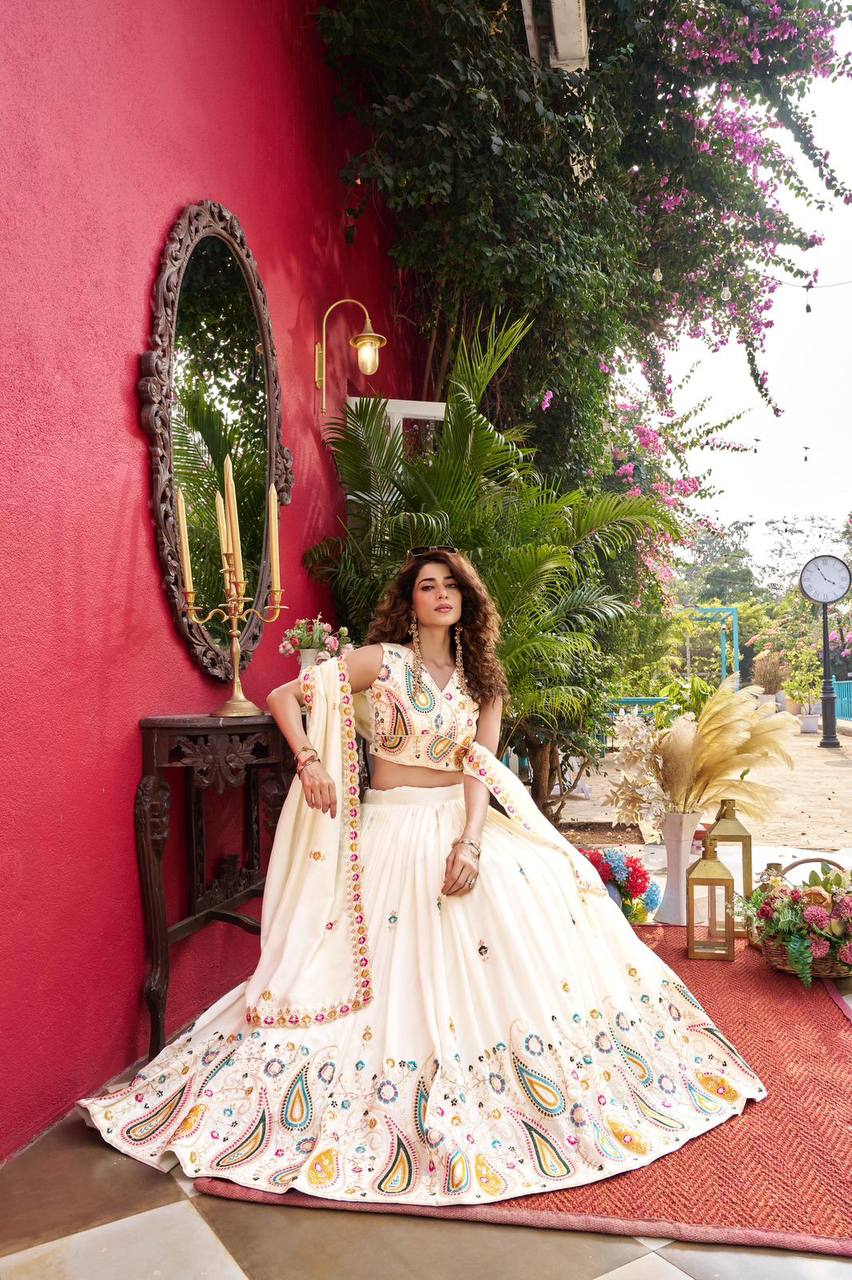 Premium Vichitra Silk Wedding Lehenga Choli – Heavy Cording Embroidery