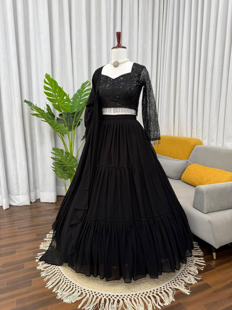 Premium Faux Georgette Lehenga Choli – Ruffle Style