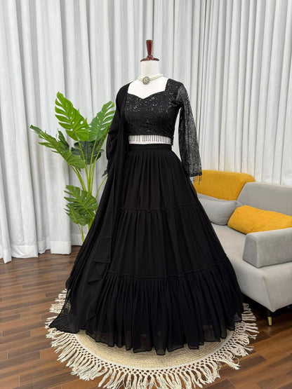 Premium Faux Georgette Lehenga Choli – Ruffle Style