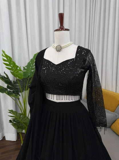 Premium Faux Georgette Lehenga Choli – Ruffle Style