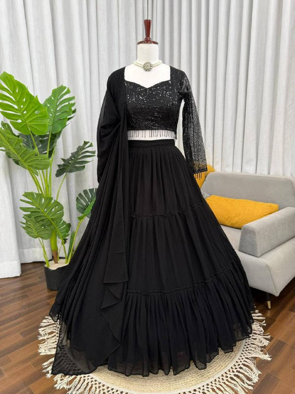 Premium Faux Georgette Lehenga Choli – Ruffle Style