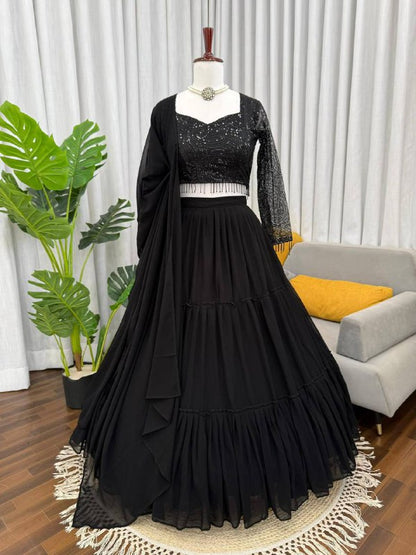 Premium Faux Georgette Lehenga Choli – Ruffle Style