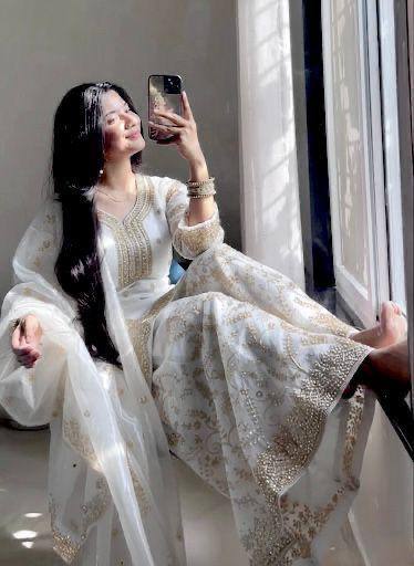 Premium Pure GMY Silk Top, Plazzo & Dupatta – Heavy Sequins, Coding Dori & Moti Hand Work