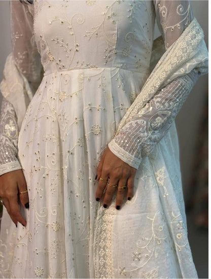 Premium Slim Georgette Anarkali Suit with Pant & Dupatta – 5mm Sequins Embroidery