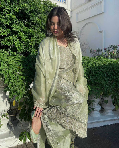 Premium Jimmi Chhoo Kurti, Plazzo & Dupatta – Zari, Thread & 5mm Sequins Embroidery