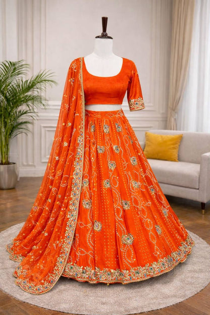 Premium Georgette Digital Print Lehenga Choli with Dupatta – Embroidery