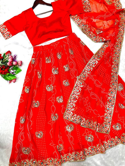 Premium Georgette Digital Print Lehenga Choli with Dupatta – Embroidery