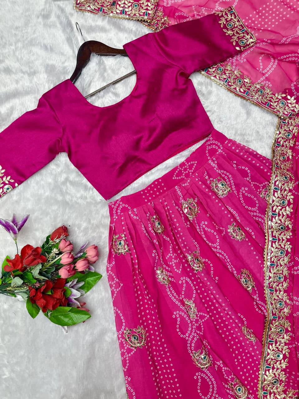 Premium Georgette Digital Print Lehenga Choli with Dupatta – Embroidery