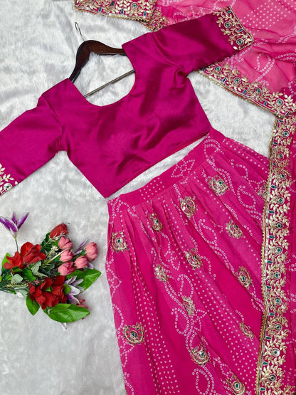 Premium Georgette Digital Print Lehenga Choli with Dupatta – Embroidery