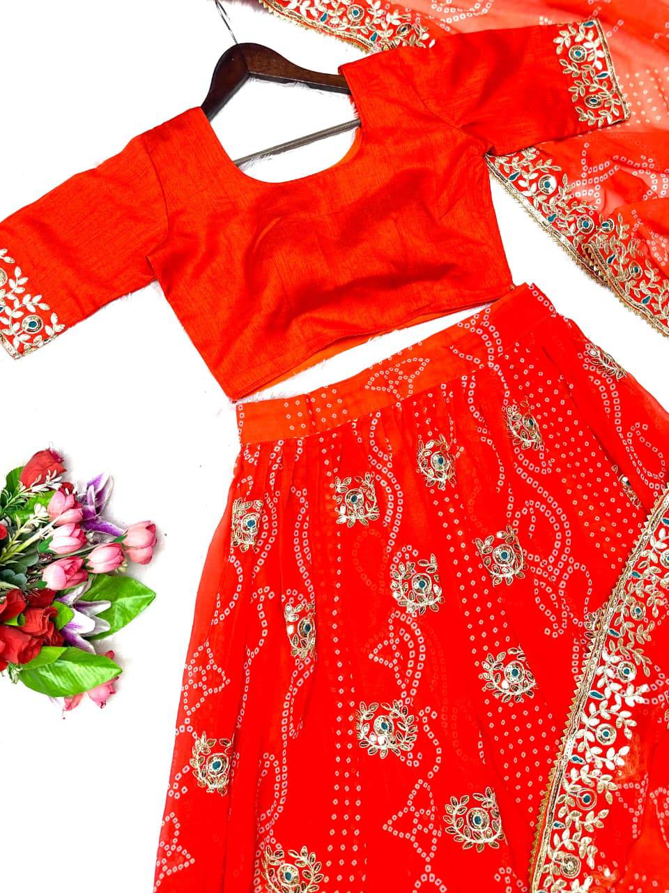 Premium Georgette Digital Print Lehenga Choli with Dupatta – Embroidery