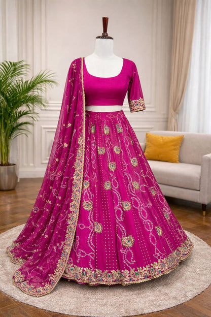 Premium Georgette Digital Print Lehenga Choli with Dupatta – Embroidery