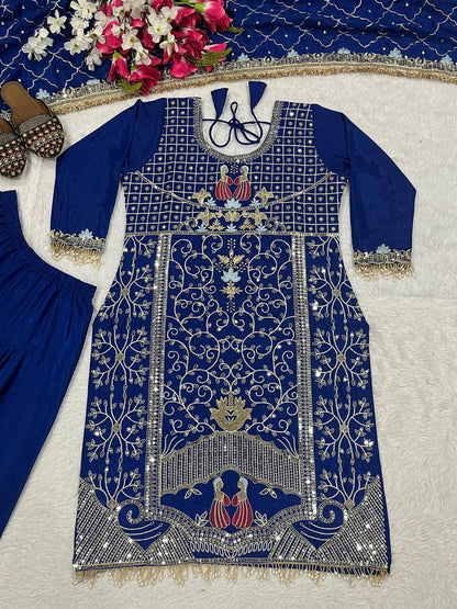 Premium Natural Crepe Top, Dhoti Salwar & Dupatta