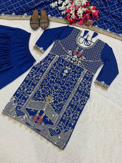 Premium Natural Crepe Top, Dhoti Salwar & Dupatta