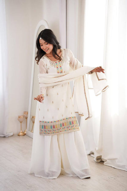 Premium Crunchy Silk Sharara Set – Embroidery