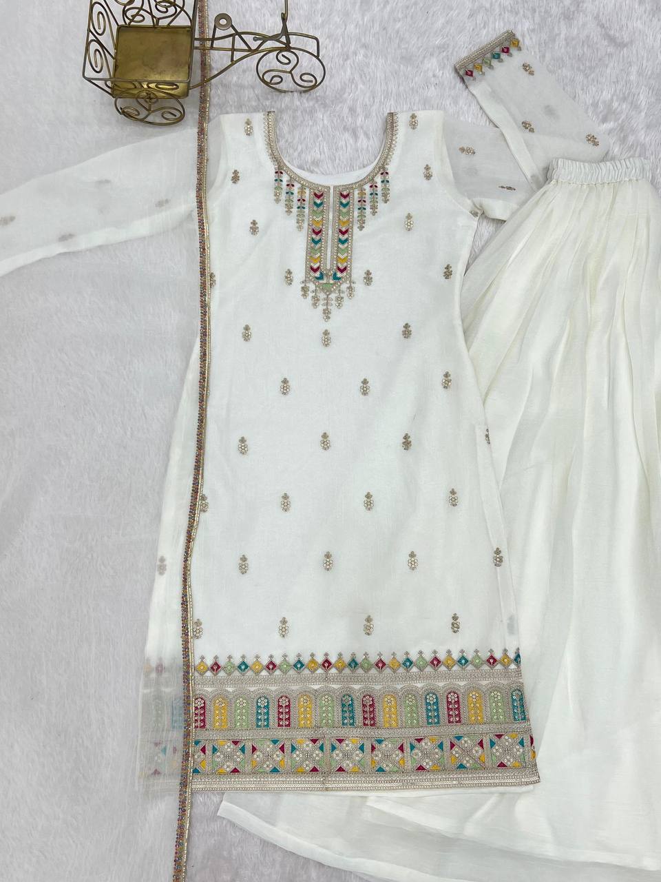 Premium Crunchy Silk Sharara Set – Embroidery