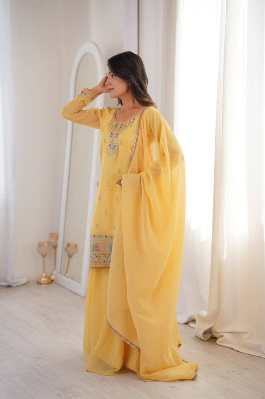 Premium Crunchy Silk Sharara Set – Embroidery