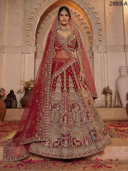 Luxury Silk Bridal Lehenga Choli Set – Fancy Embroidery, Sequins & Double Dupatta