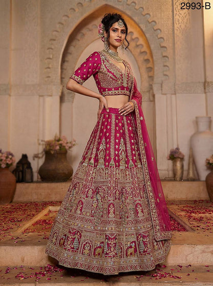 Luxury Silk Bridal Lehenga Choli Set – Fancy Embroidery, Sequins & Double Dupatta