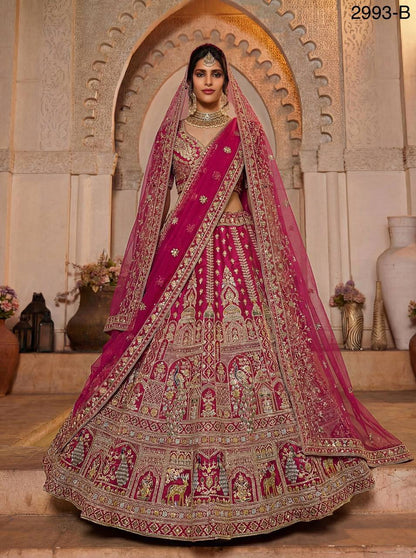 Luxury Silk Bridal Lehenga Choli Set – Fancy Embroidery, Sequins & Double Dupatta