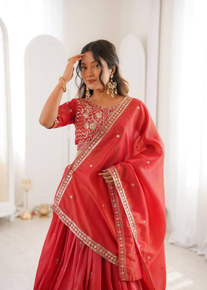 Premium Heavy Simmer Silk Lehenga Set – Thread & Sequins Work
