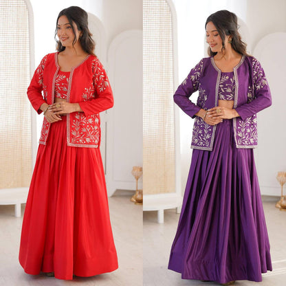 Premium Heavy Chinon Silk Lehenga Set – Grand Flair