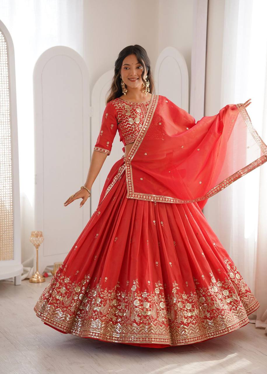 Premium Heavy Simmer Silk Lehenga Set – Thread & Sequins Work
