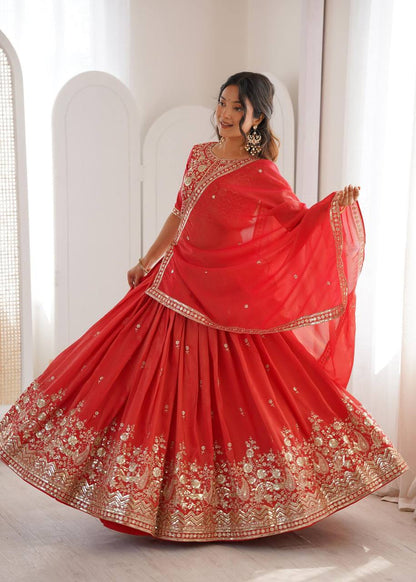 Premium Heavy Simmer Silk Lehenga Set – Thread & Sequins Work