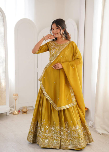 Premium Heavy Simmer Silk Lehenga Set – Thread & Sequins Work