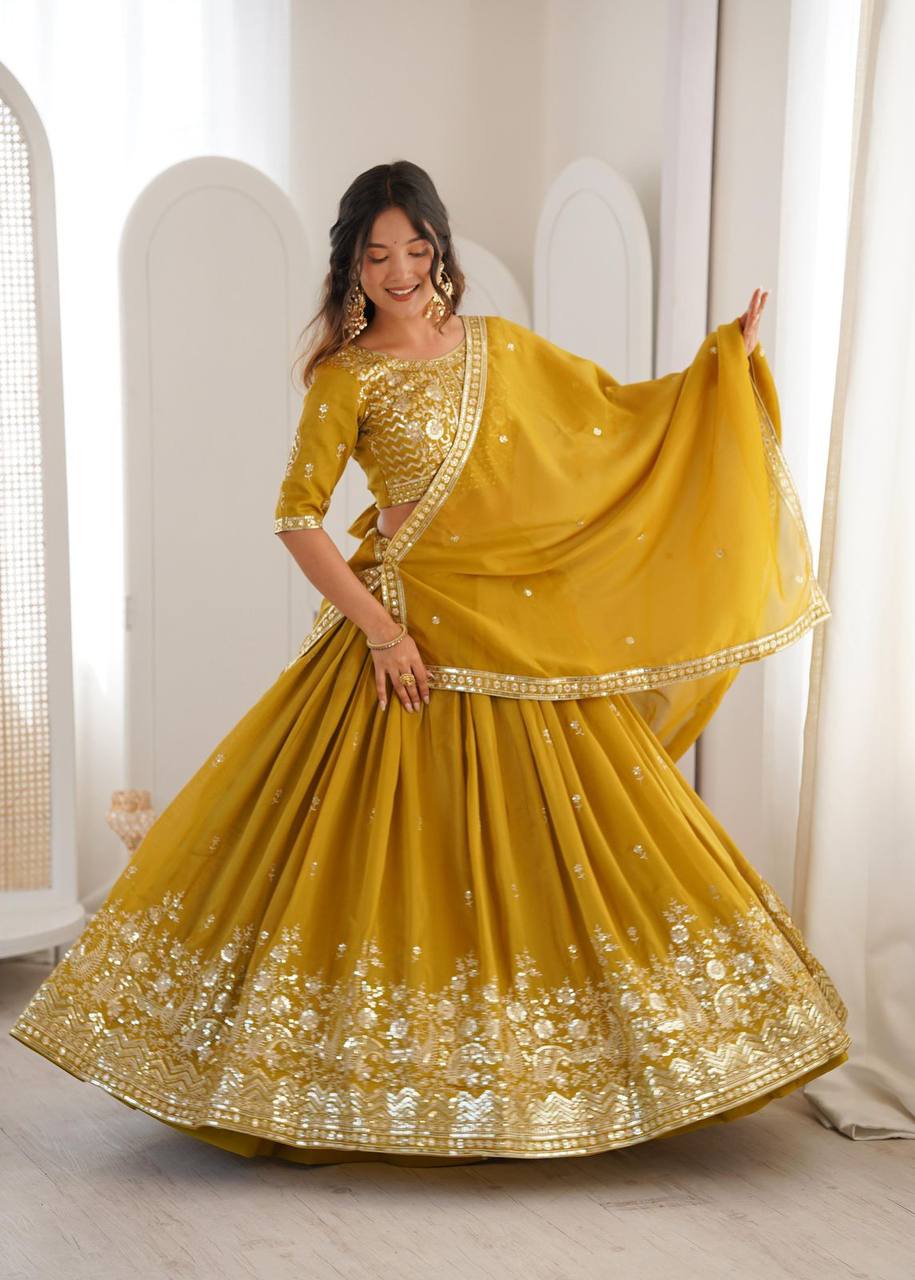 Premium Heavy Simmer Silk Lehenga Set – Thread & Sequins Work