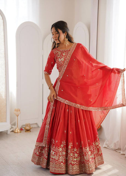 Premium Heavy Simmer Silk Lehenga Set – Thread & Sequins Work
