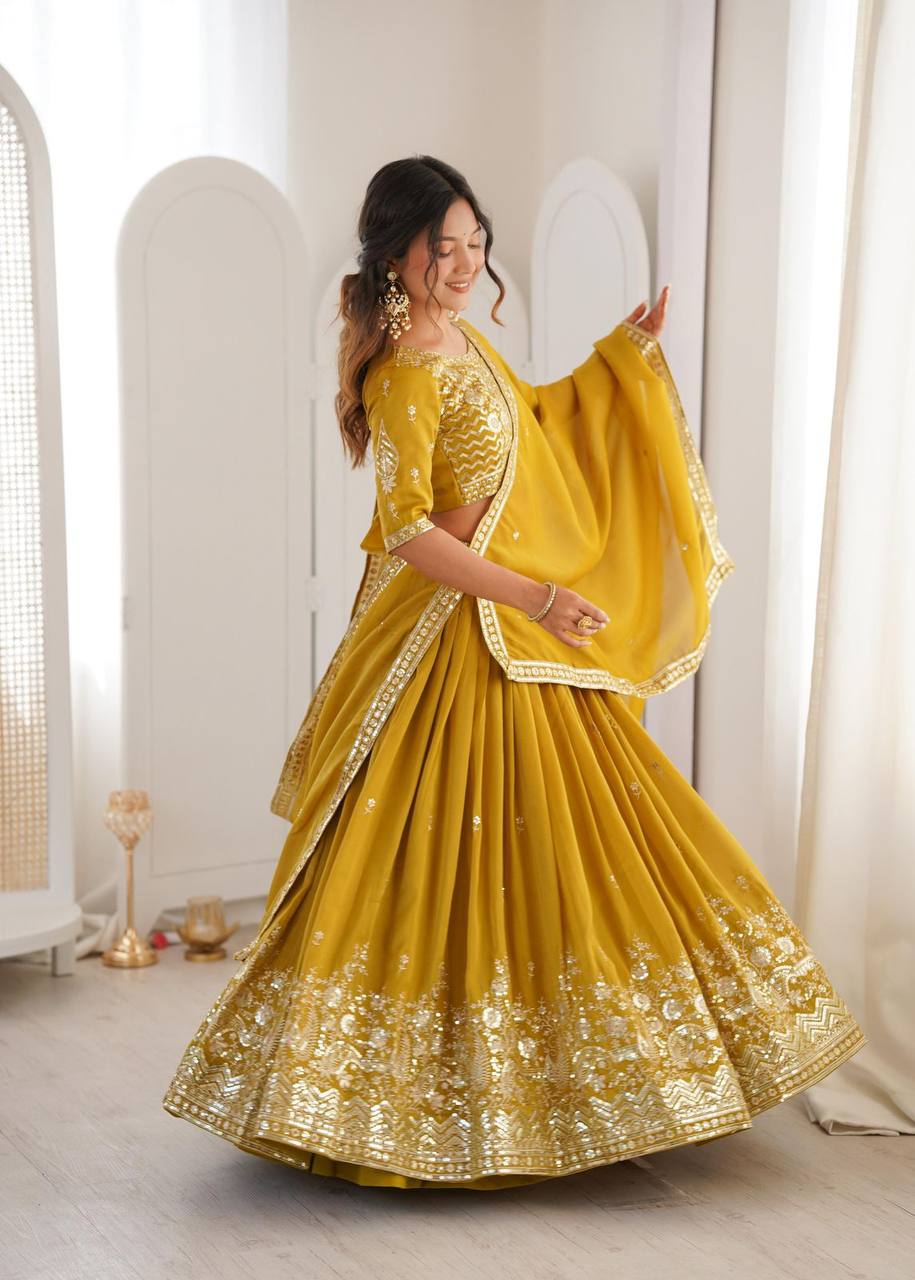 Premium Heavy Simmer Silk Lehenga Set – Thread & Sequins Work