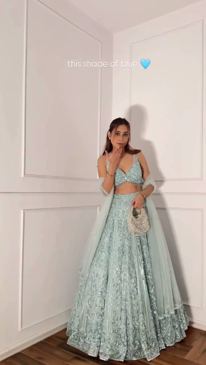 Premium Butterfly Net Lehenga Set – Heavy Embroidery, Dori & Sequins Work
