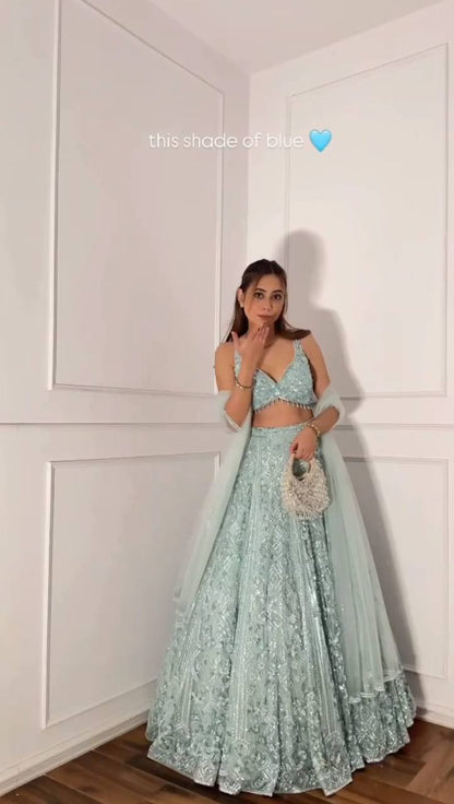 Premium Butterfly Net Lehenga Set – Heavy Embroidery, Dori & Sequins Work