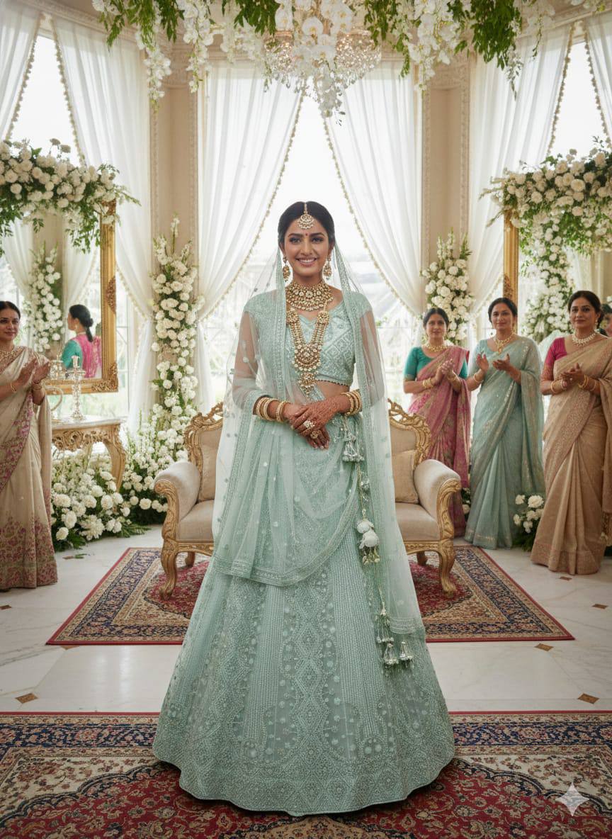 Premium Butterfly Net Lehenga Set – Heavy Embroidery, Dori & Sequins Work