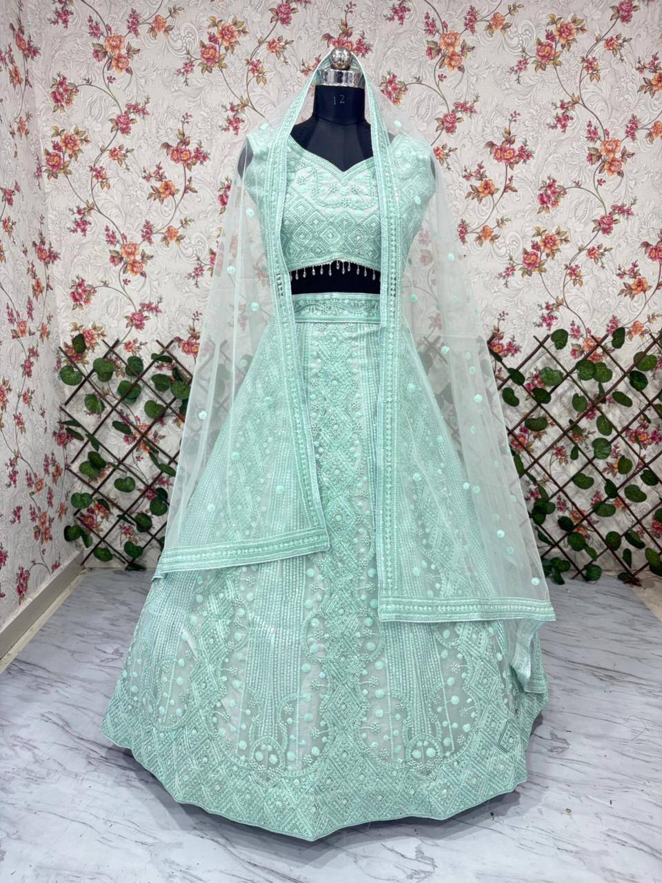 Premium Butterfly Net Lehenga Set – Heavy Embroidery, Dori & Sequins Work