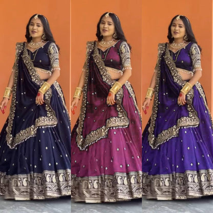 Premium Heavy Chinon Silk Lehenga Set – Thread & Sequins Work with Dupatta
